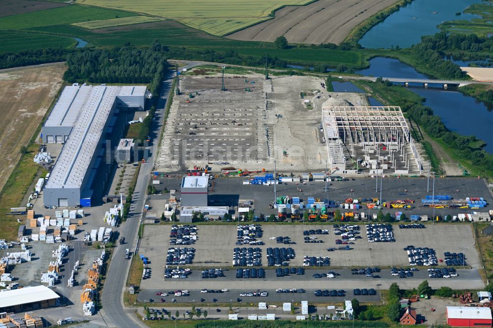 Bremerhaven von oben - Neubau des Logistikzentrums Maersk Logistik Campus in Bremerhaven im Bundesland Bremen, Deutschland