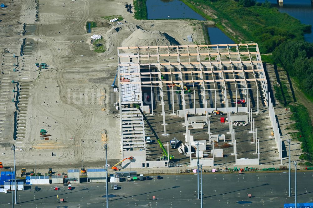 Bremerhaven aus der Vogelperspektive: Neubau des Logistikzentrums Maersk Logistik Campus in Bremerhaven im Bundesland Bremen, Deutschland