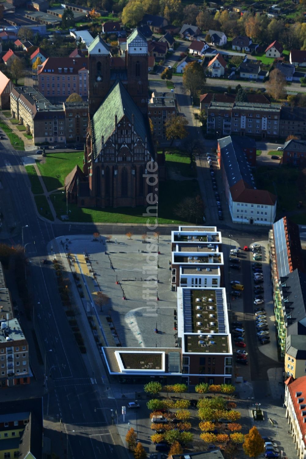 Prenzlau von oben - Neubau Marktberg in Prenzlau im Bundesland Brandenburg