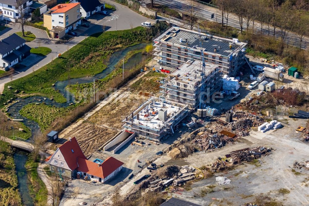 Luftbild Soest - Neubau von Mehrfamilien- Wohnhäusern am Feldmühlenweg in Soest im Bundesland Nordrhein-Westfalen, Deutschland