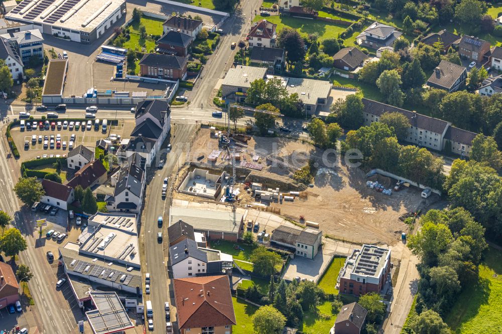 Luftaufnahme Beckum - Neubau einer Mehrfamilienhaus-Wohnanlage Areal am Holtmarweg in Beckum im Bundesland Nordrhein-Westfalen, Deutschland