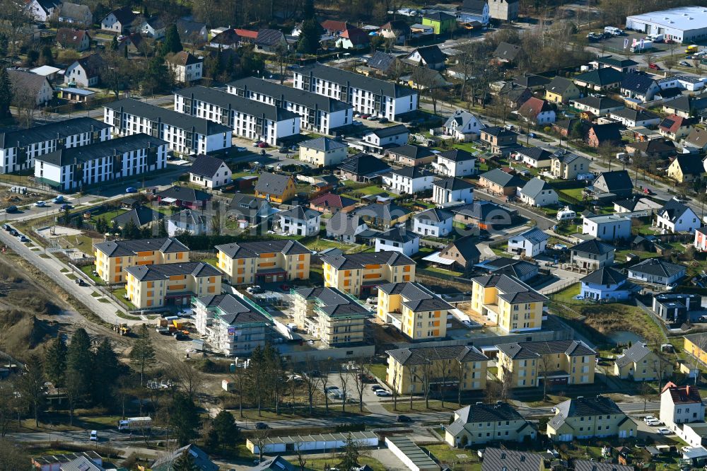 Bernau von oben - Neubau einer Mehrfamilienhaus-Wohnanlage in Bernau im Bundesland Brandenburg, Deutschland