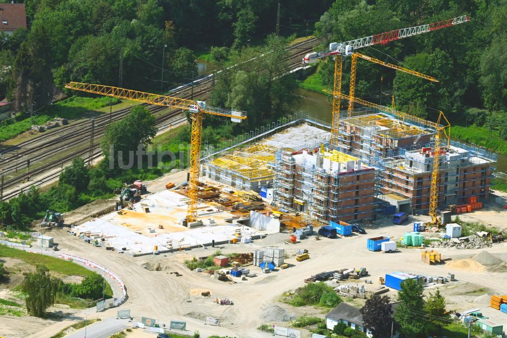 Luftaufnahme Günzburg - Neubau einer Mehrfamilienhaus-Wohnanlage in Günzburg im Bundesland Bayern, Deutschland