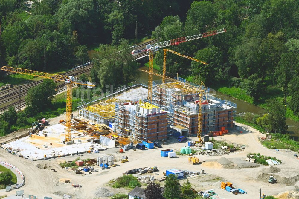 Luftaufnahme Günzburg - Neubau einer Mehrfamilienhaus-Wohnanlage in Günzburg im Bundesland Bayern, Deutschland