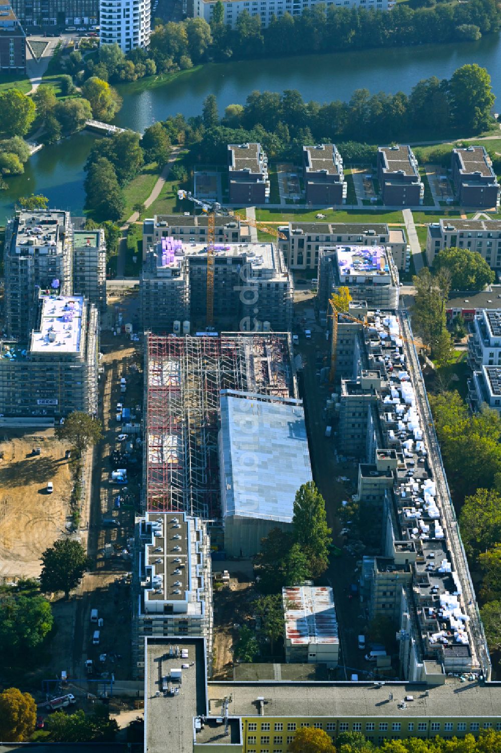 Luftaufnahme Berlin - Neubau einer Mehrfamilienhaus-Wohnanlage Havelufer-Quartier in Berlin, Deutschland