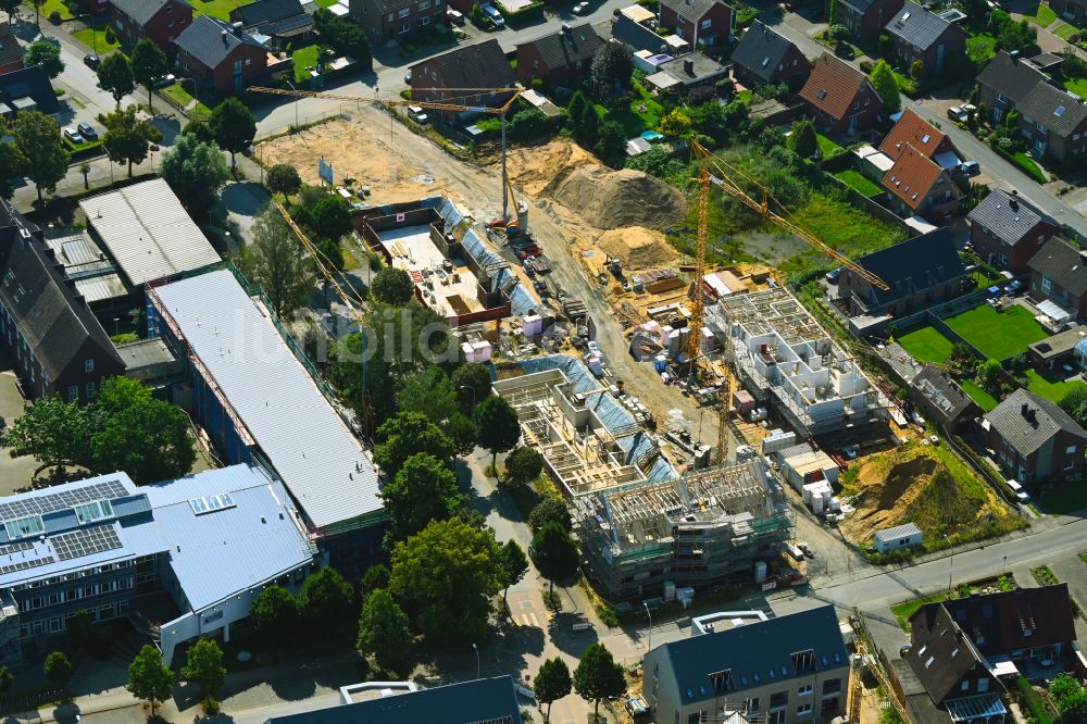 Luftaufnahme Borken - Neubau einer Mehrfamilienhaus-Wohnanlage Hawerkämpen Quartier in Borken im Bundesland Nordrhein-Westfalen, Deutschland