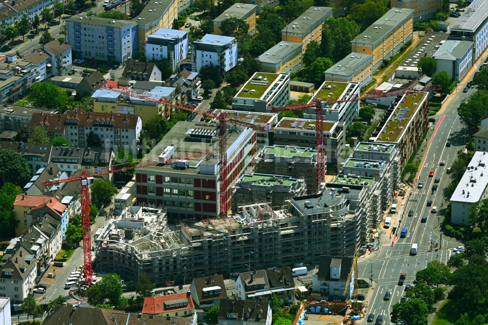 Darmstadt von oben - Neubau einer Mehrfamilienhaus-Wohnanlage HERZOGHÖFE in Darmstadt im Bundesland Hessen, Deutschland