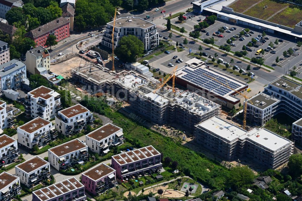 Luftbild Berlin - Neubau einer Mehrfamilienhaus-Wohnanlage der HoWoGe im Ortsteil Rummelsburg in Berlin, Deutschland