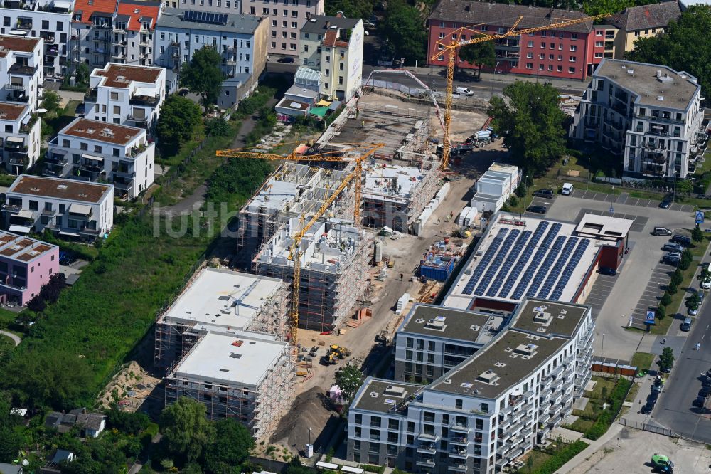 Luftaufnahme Berlin - Neubau einer Mehrfamilienhaus-Wohnanlage der HoWoGe im Ortsteil Rummelsburg in Berlin, Deutschland