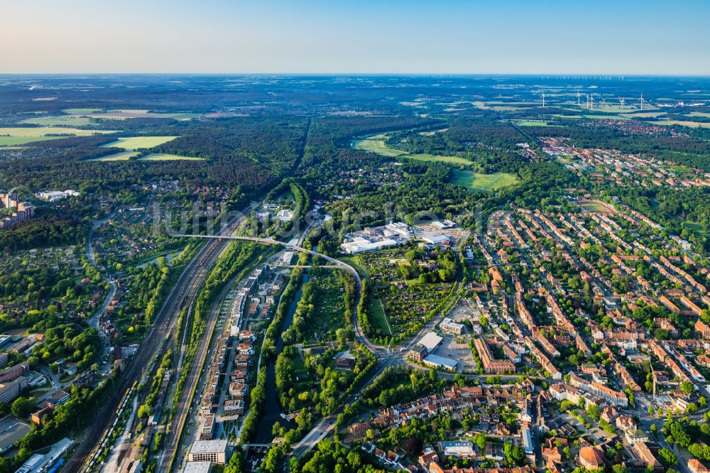 Luftaufnahme Lüneburg - Neubau einer Mehrfamilienhaus-Wohnanlage Ilmenaugarten in Lüneburg im Bundesland Niedersachsen, Deutschland