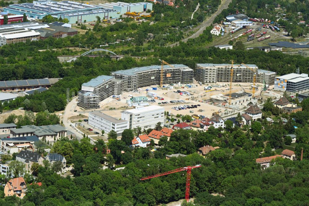 Luftbild Weimar - Neubau einer Mehrfamilienhaus-Wohnanlage Kirschberg Quartier in Weimar im Bundesland Thüringen, Deutschland