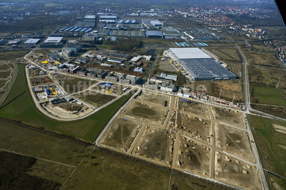 Luftaufnahme Hannover - Neubau einer Mehrfamilienhaus-Wohnanlage Kronsberg-Süd in Hannover im Bundesland Niedersachsen, Deutschland