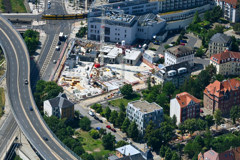 Luftaufnahme Dresden - Neubau einer Mehrfamilienhaus-Wohnanlage Löbtauer Tor in Dresden im Bundesland Sachsen, Deutschland