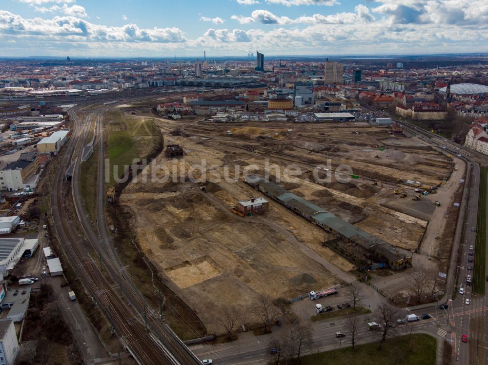 Luftbild Leipzig - Neubau einer Mehrfamilienhaus-Wohnanlage Leipzig 416 in Leipzig im Bundesland Sachsen, Deutschland