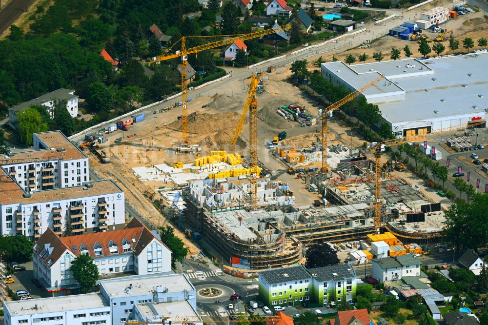 Luftaufnahme Falkensee - Neubau einer Mehrfamilienhaus-Wohnanlage Merlin-Quartier in Falkensee im Bundesland Brandenburg, Deutschland