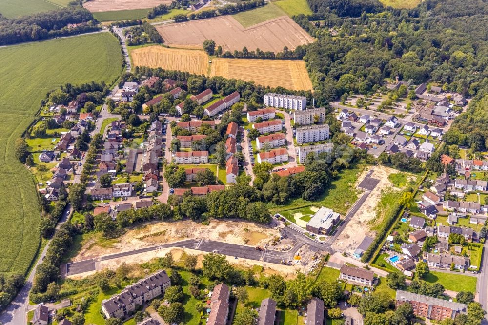 Luftbild Bergkamen - Neubau einer Mehrfamilienhaus-Wohnanlage Neubausiedlung Heidegärten in Bergkamen im Bundesland Nordrhein-Westfalen, Deutschland