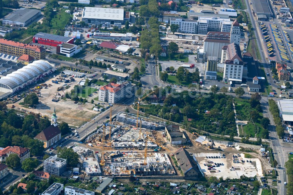 Luftaufnahme Dresden - Neubau einer Mehrfamilienhaus-Wohnanlage Ostravorwerk in Dresden im Bundesland Sachsen, Deutschland