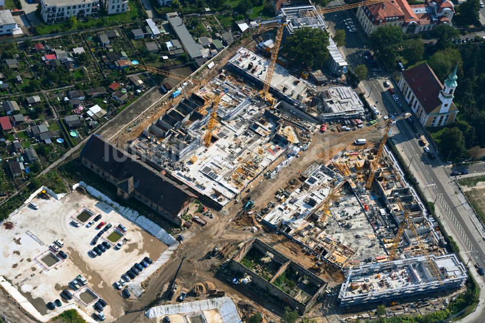 Luftbild Dresden - Neubau einer Mehrfamilienhaus-Wohnanlage Ostravorwerk in Dresden im Bundesland Sachsen, Deutschland