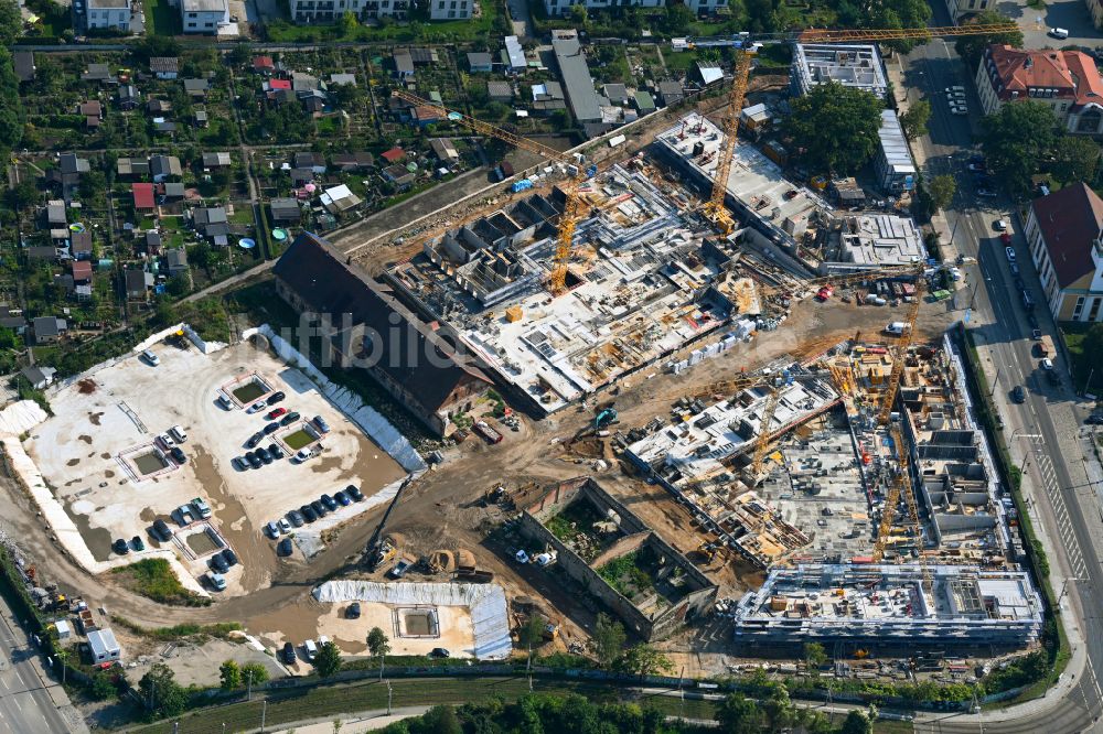 Luftaufnahme Dresden - Neubau einer Mehrfamilienhaus-Wohnanlage Ostravorwerk in Dresden im Bundesland Sachsen, Deutschland