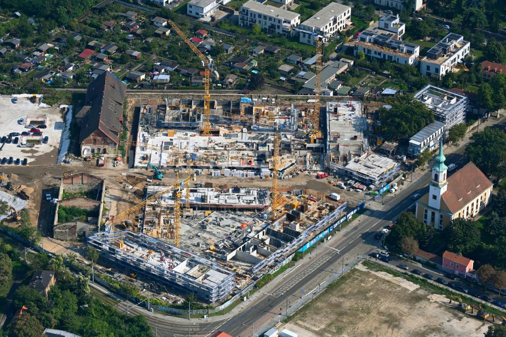 Luftbild Dresden - Neubau einer Mehrfamilienhaus-Wohnanlage Ostravorwerk in Dresden im Bundesland Sachsen, Deutschland