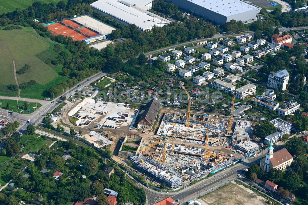 Luftaufnahme Dresden - Neubau einer Mehrfamilienhaus-Wohnanlage Ostravorwerk in Dresden im Bundesland Sachsen, Deutschland