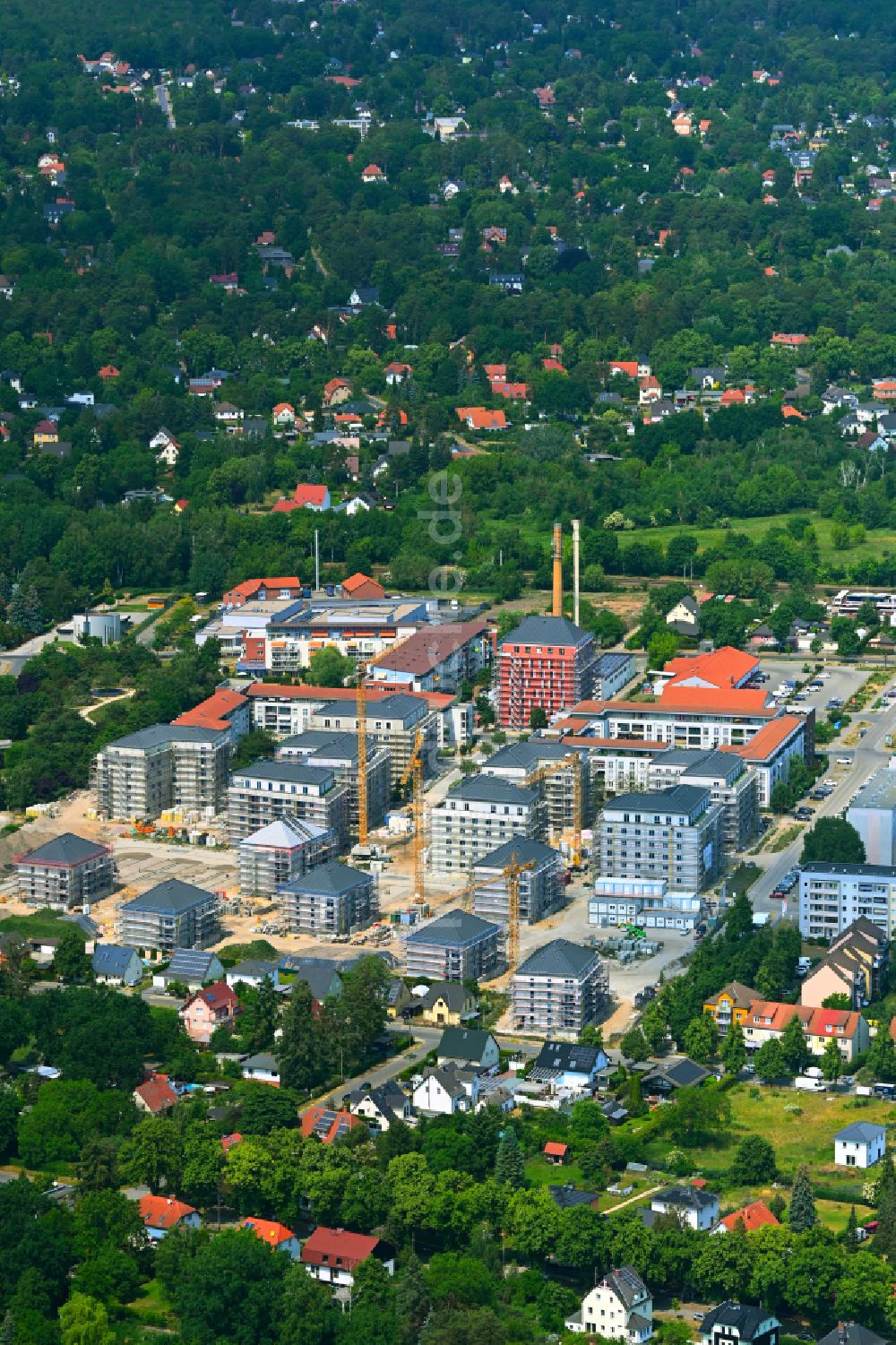 Luftaufnahme Falkensee - Neubau einer Mehrfamilienhaus-Wohnanlage Parkstadt Falkensee in Falkensee im Bundesland Brandenburg, Deutschland