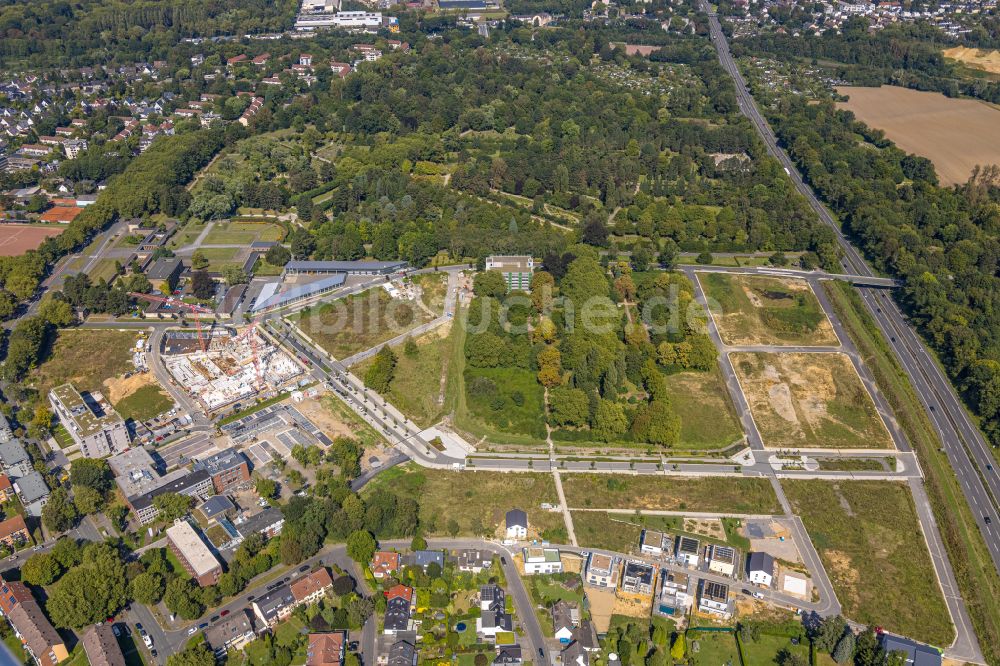 Bochum von oben - Neubau einer Mehrfamilienhaus-Wohnanlage Quartier Feldmark in Bochum im Bundesland Nordrhein-Westfalen, Deutschland