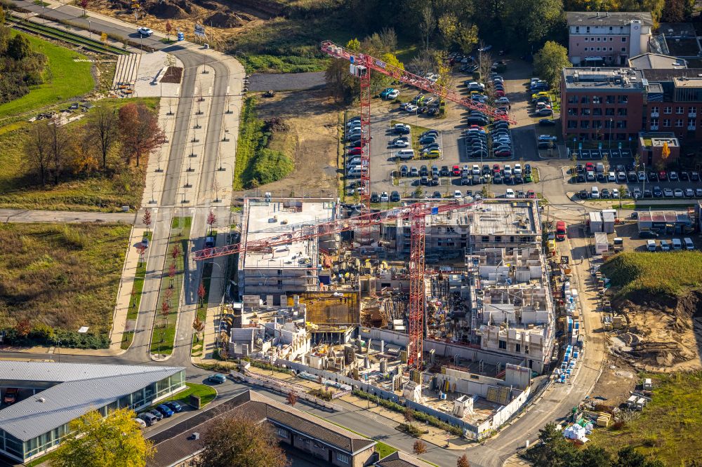 Bochum aus der Vogelperspektive: Neubau einer Mehrfamilienhaus-Wohnanlage Quartier Feldmark in Bochum im Bundesland Nordrhein-Westfalen, Deutschland