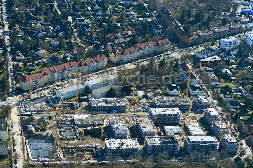 Luftaufnahme Berlin - Neubau einer Mehrfamilienhaus-Wohnanlage Quartier Iduna in Berlin, Deutschland