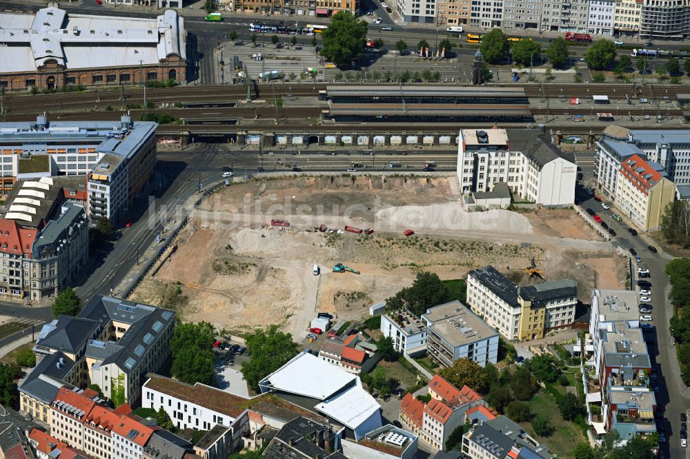 Luftbild Dresden - Neubau einer Mehrfamilienhaus-Wohnanlage Quartier Am Schützengarten in Dresden im Bundesland Sachsen, Deutschland