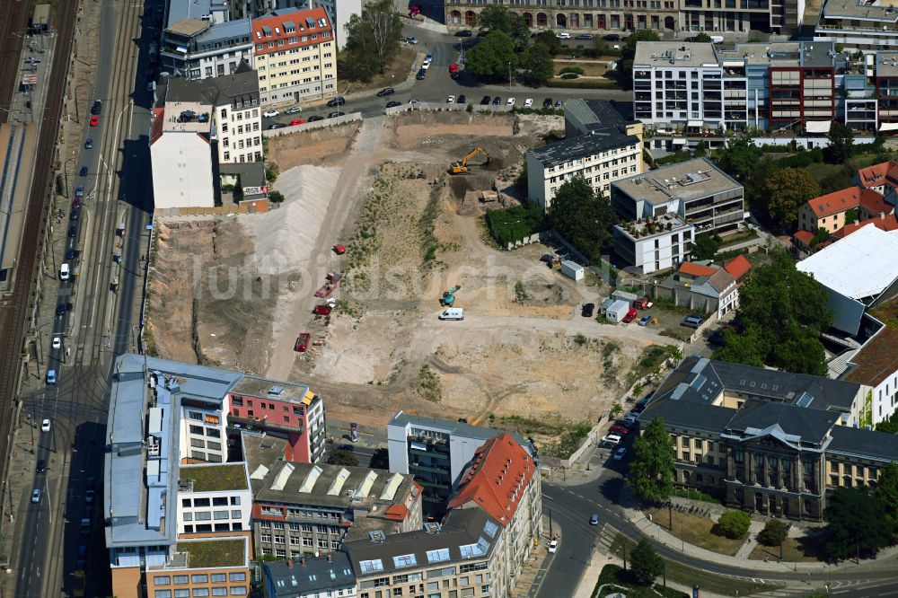 Luftbild Dresden - Neubau einer Mehrfamilienhaus-Wohnanlage Quartier Am Schützengarten in Dresden im Bundesland Sachsen, Deutschland