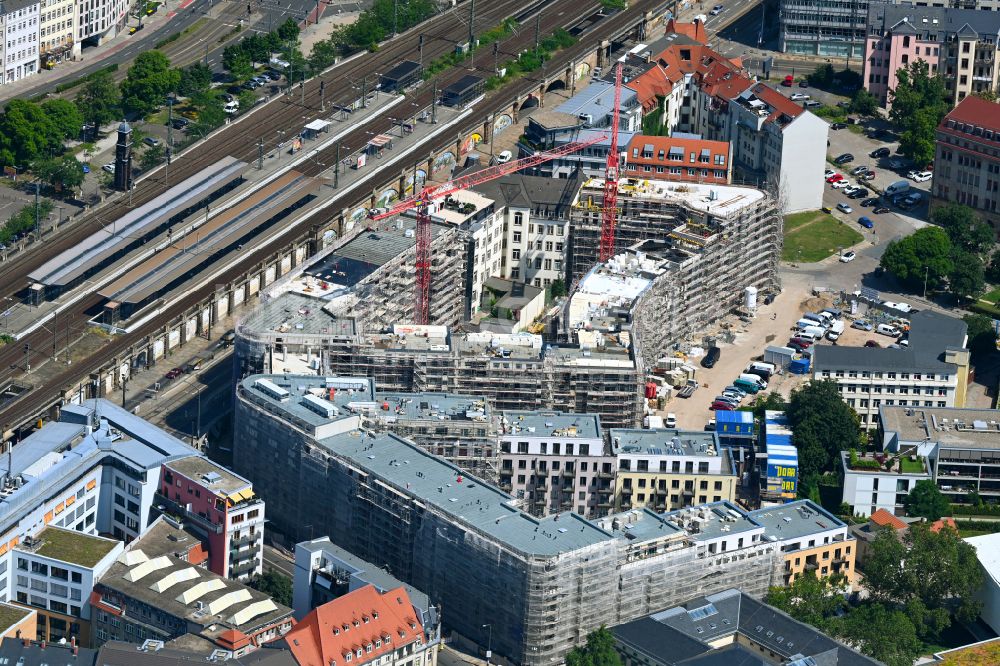 Luftbild Dresden - Neubau einer Mehrfamilienhaus-Wohnanlage Quartier Am Schützengarten in Dresden im Bundesland Sachsen, Deutschland