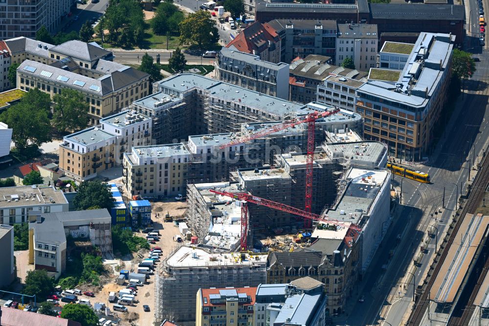 Luftaufnahme Dresden - Neubau einer Mehrfamilienhaus-Wohnanlage Quartier Am Schützengarten in Dresden im Bundesland Sachsen, Deutschland