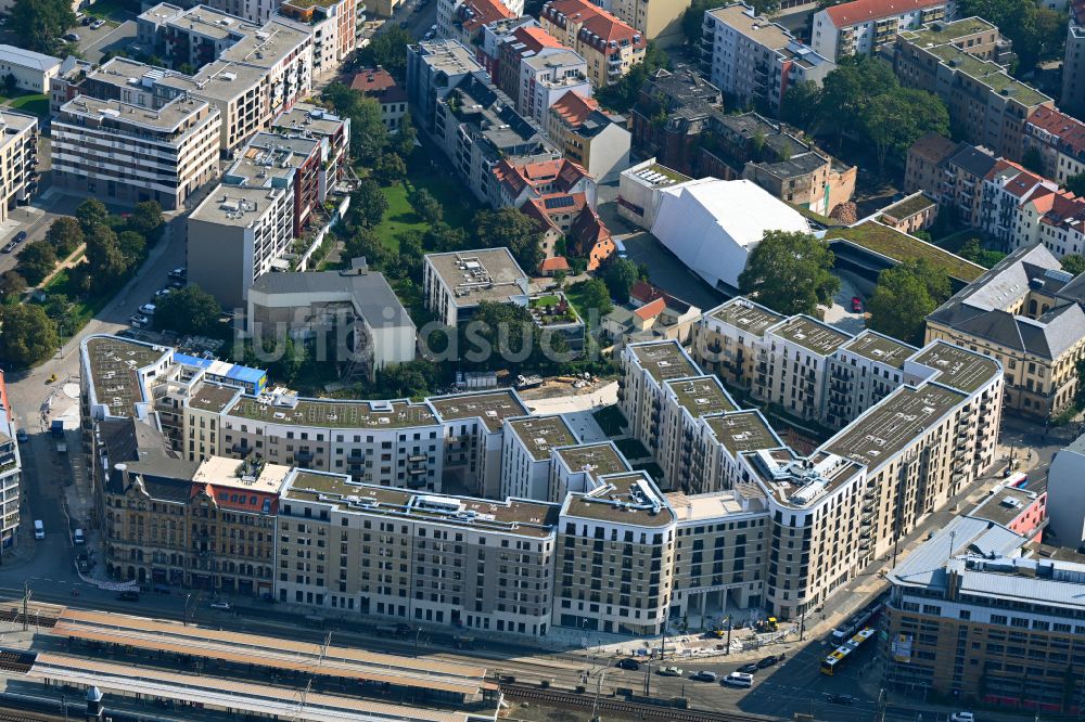 Luftbild Dresden - Neubau einer Mehrfamilienhaus-Wohnanlage Quartier Am Schützengarten in Dresden im Bundesland Sachsen, Deutschland