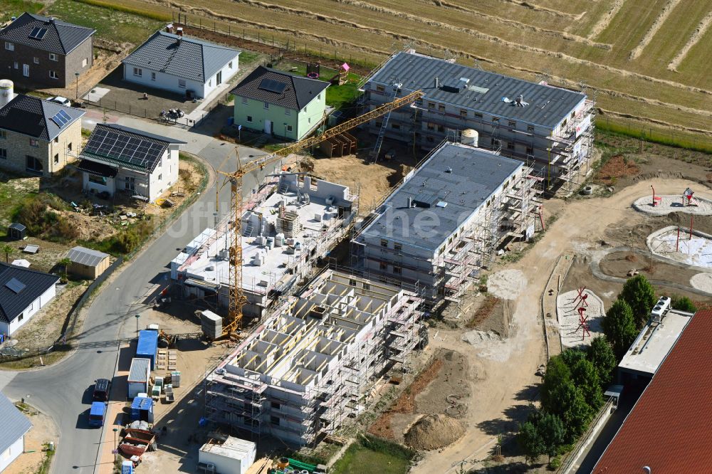 Luftbild Bernau - Neubau einer Mehrfamilienhaus-Wohnanlage Refugium Heideglück in Bernau im Bundesland Brandenburg, Deutschland