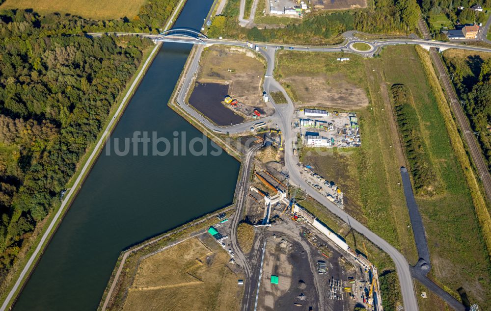 Luftaufnahme Bergkamen - Neubau einer Mehrfamilienhaus-Wohnanlage Wasserstadt Aden in Bergkamen im Bundesland Nordrhein-Westfalen, Deutschland