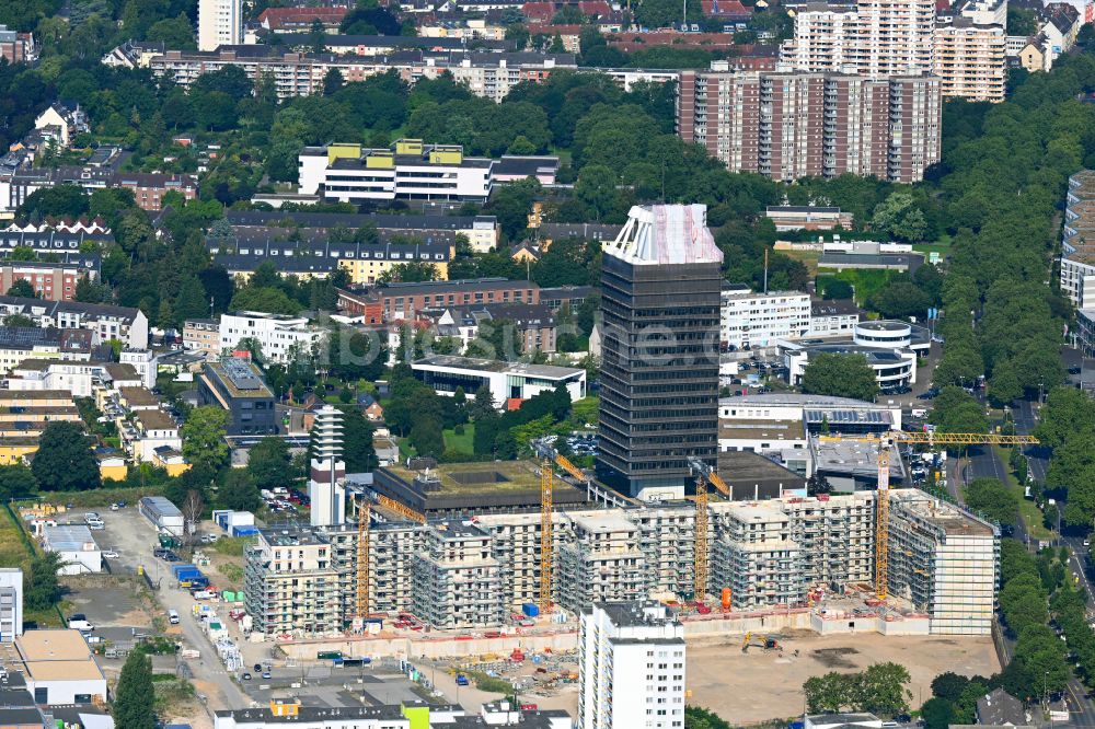 Köln aus der Vogelperspektive: Neubau einer Mehrfamilienhaus-Wohnanlage Die Welle in Köln im Bundesland Nordrhein-Westfalen, Deutschland