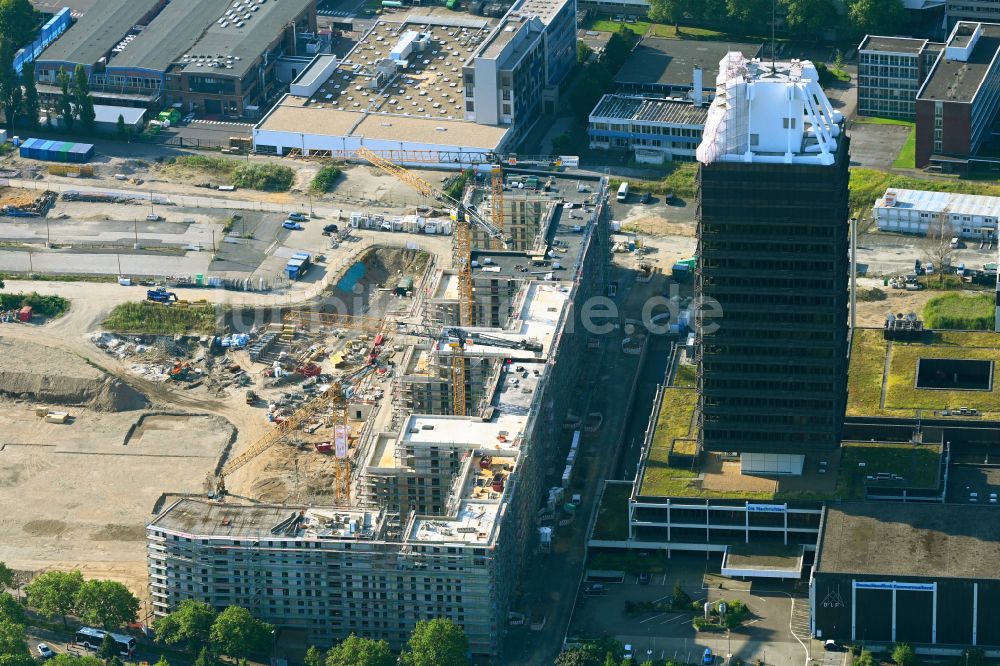 Köln von oben - Neubau einer Mehrfamilienhaus-Wohnanlage Die Welle in Köln im Bundesland Nordrhein-Westfalen, Deutschland