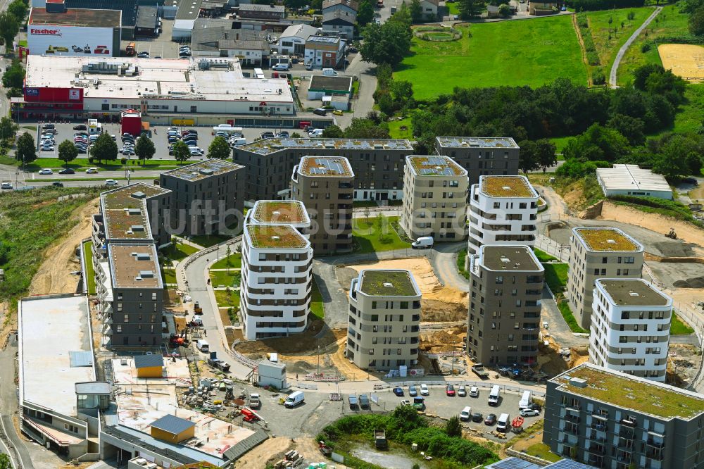 Heilbronn von oben - Neubau einer Mehrfamilienhaus-Wohnanlage Wohnanlage Hochgelegen in Heilbronn im Bundesland Baden-Württemberg, Deutschland