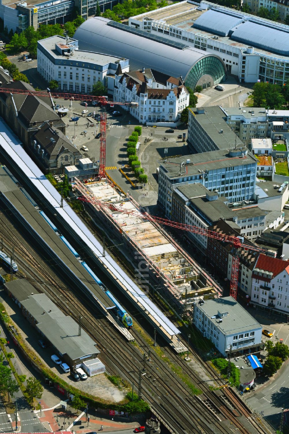 Luftaufnahme Bielefeld - Neubau einer Mikroapartment-Wohnanlage der GBI Group GmbH in Bielefeld im Bundesland Nordrhein-Westfalen, Deutschland