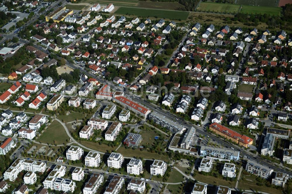 Luftaufnahme München, Trudering-Riem - Neubau eines Nachbarschaftstreff und Selbsthilfeeinrichtung an der Bajuwarenstraße in München im Bundesland Bayern