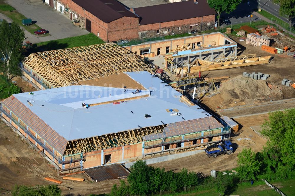 Luftaufnahme Werneuchen - Neubau des Nahversorgungszentrum an der B 158 / Freienwalder Straße in Werneuchen im Bundesland Brandenburg