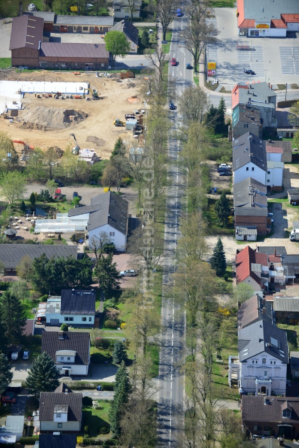 Luftaufnahme Werneuchen - Neubau des Nahversorgungszentrum an der B 158 in Werneuchen im Bundesland Brandenburg