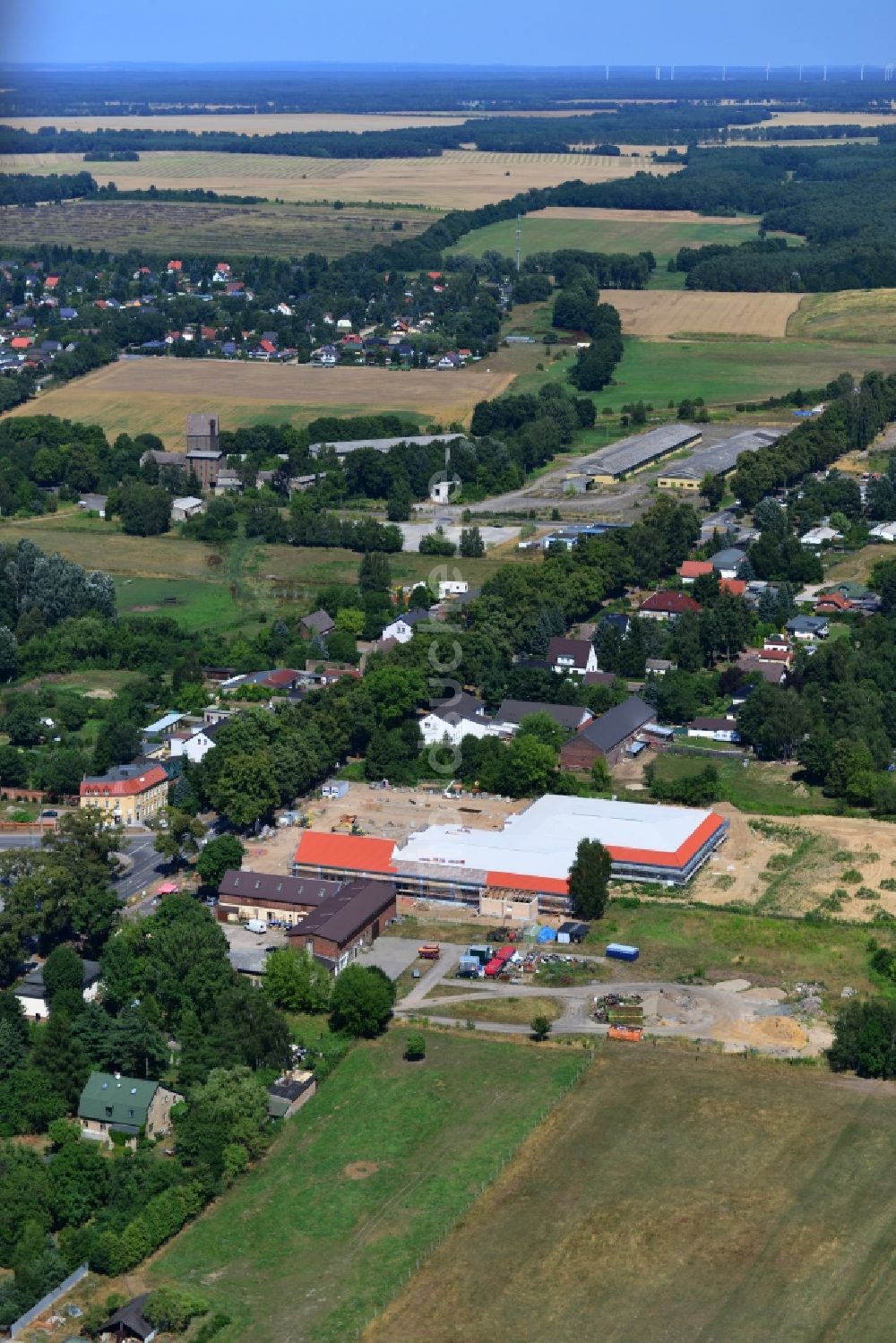 Luftbild Werneuchen - Neubau des Nahversorgungszentrum an der B 158 in Werneuchen im Bundesland Brandenburg