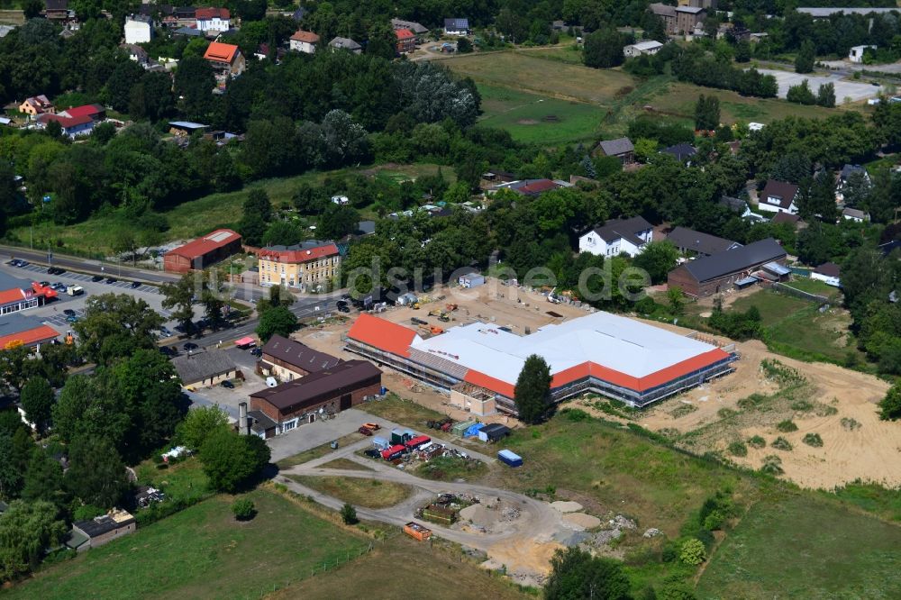 Luftaufnahme Werneuchen - Neubau des Nahversorgungszentrum an der B 158 in Werneuchen im Bundesland Brandenburg