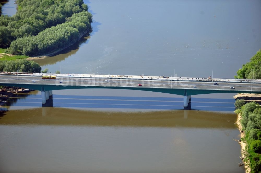 Luftaufnahme Warschau - Neubau Nordbrücke über die Weichsel Warschau Warschau / Warszawa in Polen