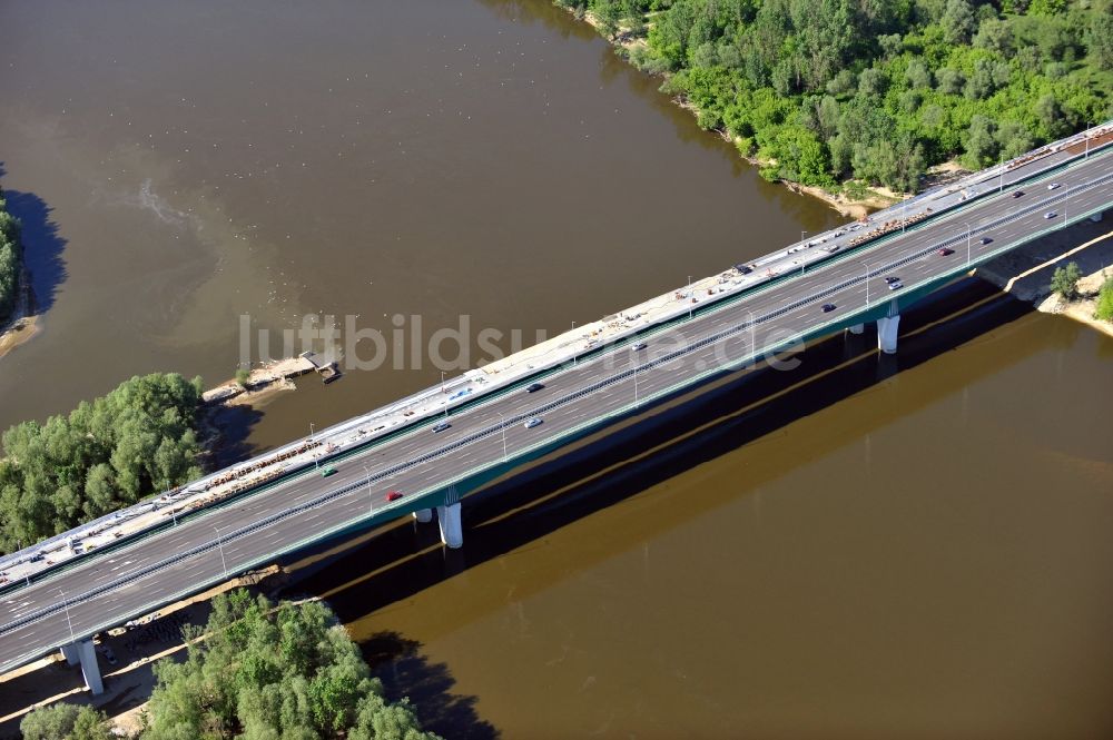 Luftaufnahme Warschau - Neubau Nordbrücke über die Weichsel Warschau Warschau / Warszawa in Polen