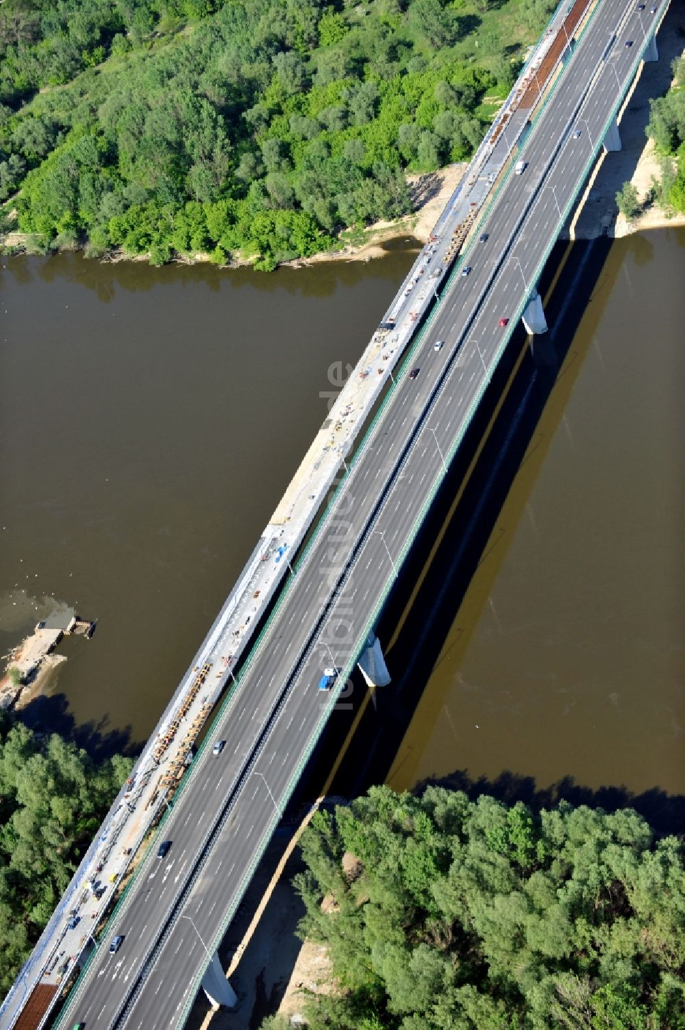 Warschau von oben - Neubau Nordbrücke über die Weichsel Warschau Warschau / Warszawa in Polen