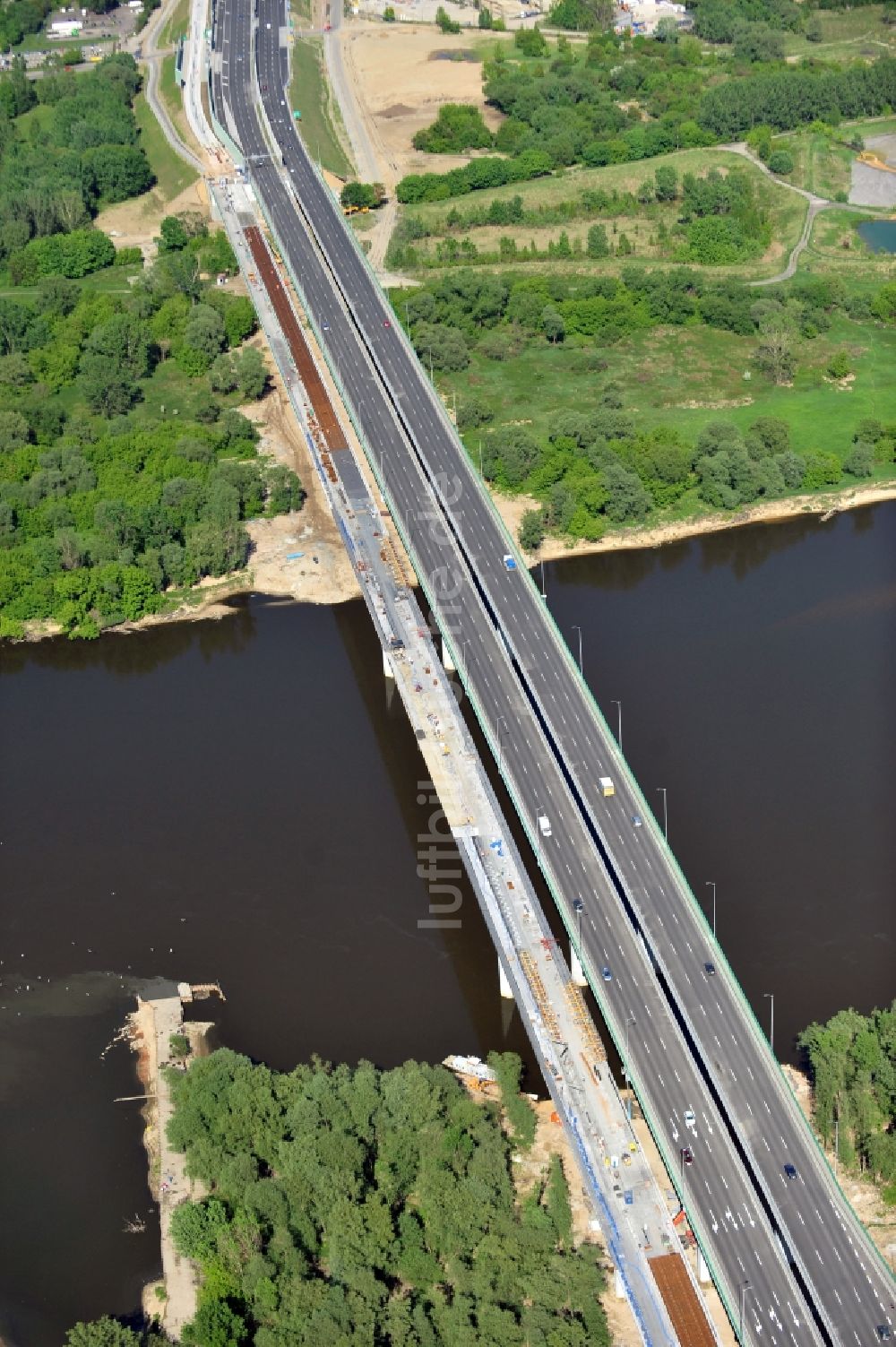 Warschau von oben - Neubau Nordbrücke über die Weichsel Warschau Warschau / Warszawa in Polen