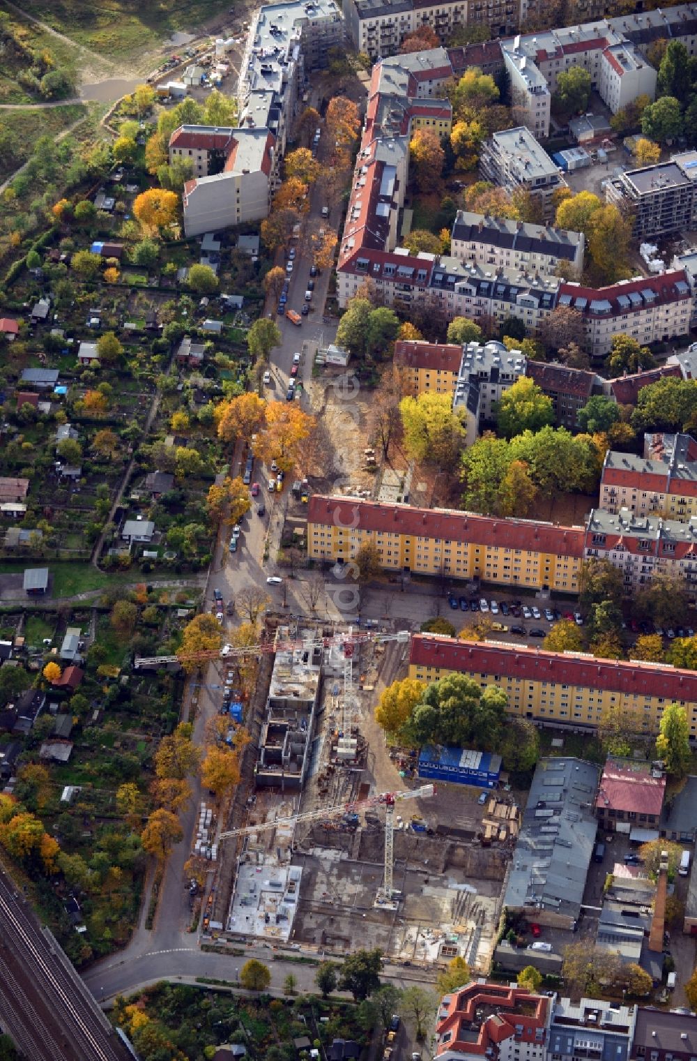 Berlin aus der Vogelperspektive: Neubau- Projekt Baugemeinschaft Himmel & Erde zwischen Heynstraße, Brehmestraße und Görschstraße in Berlin - Pankow